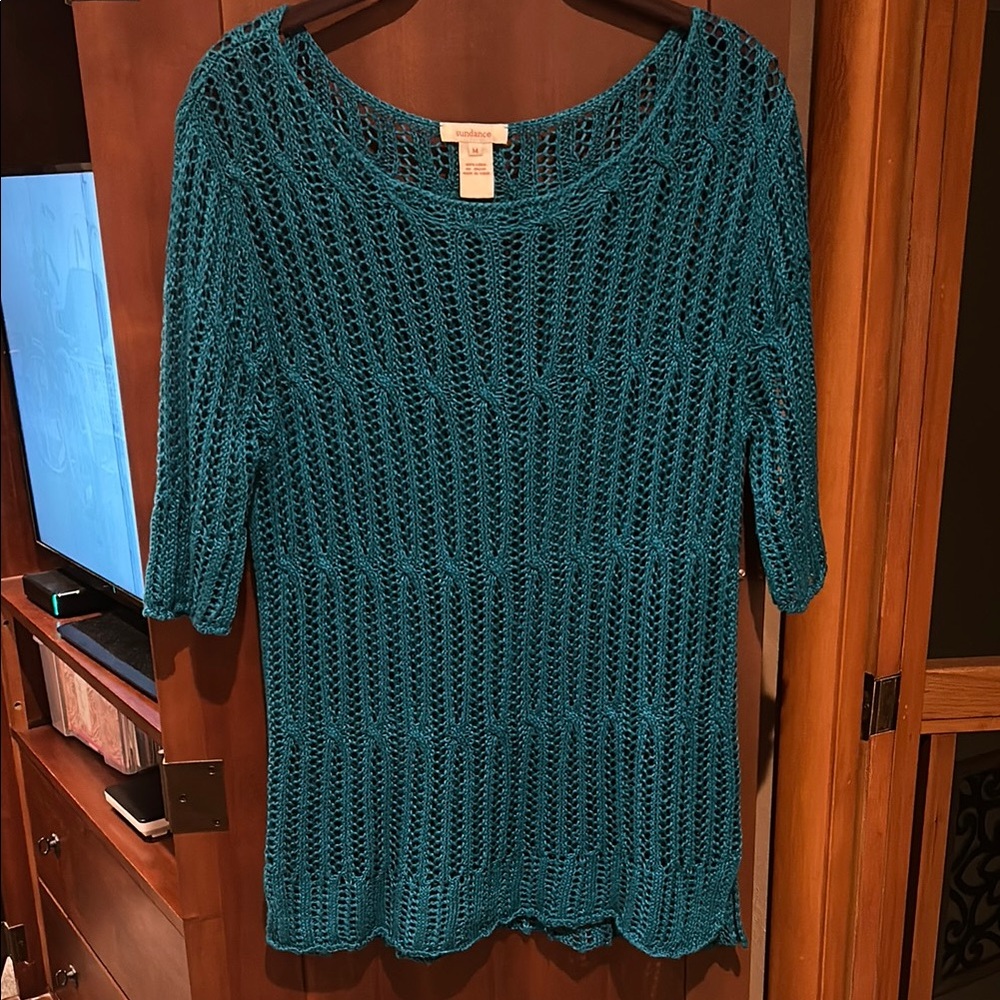 Sundance Turquoise Linen Knit Top